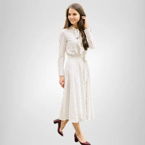 Wholesale Printed White Organic Cotton Dress Manufacturer
